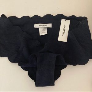 Marysia Scalloped Boyshort Bikini Bottoms Navy